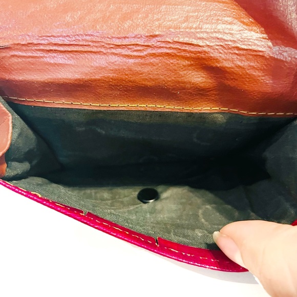 Vintage 1993 MTC India Hand Painted Leather Wallet Multicolour Coin Purse Red - Picture 10 of 16